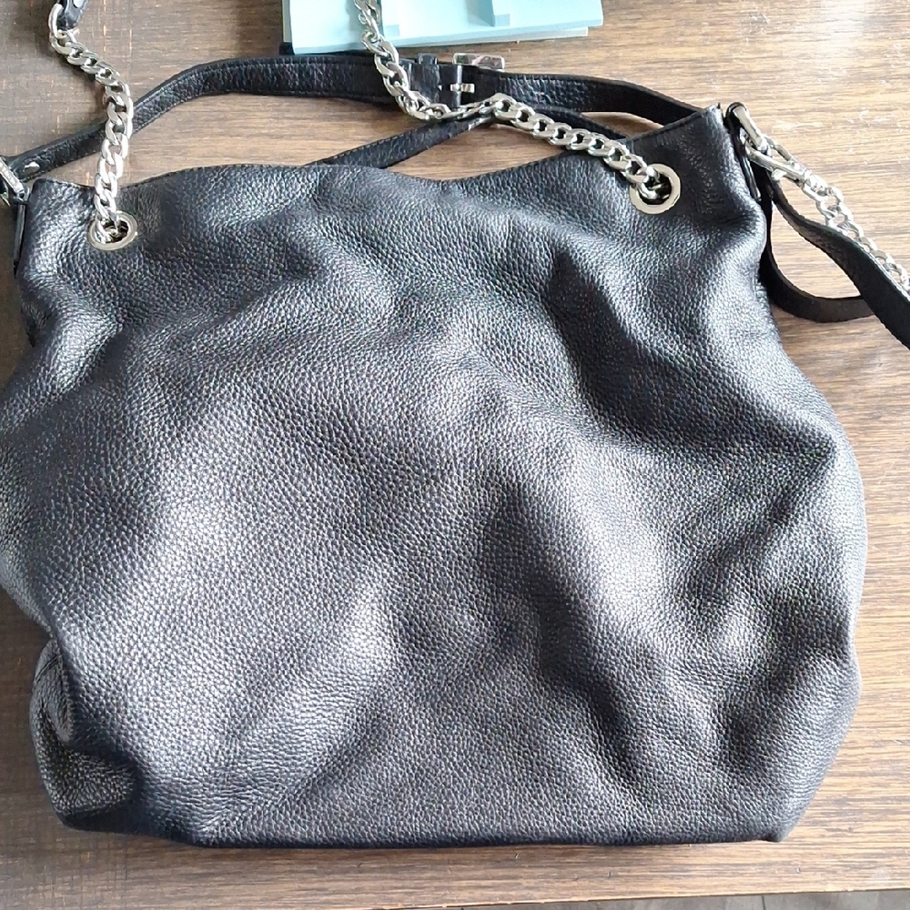 Black Leather Chain Strap Bag
